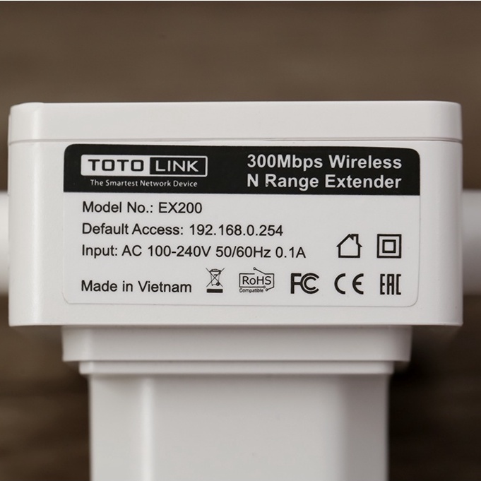 Bộ Mở Rộng Sóng Wifi Chuẩn N Totolink EX200 V2 Trắng