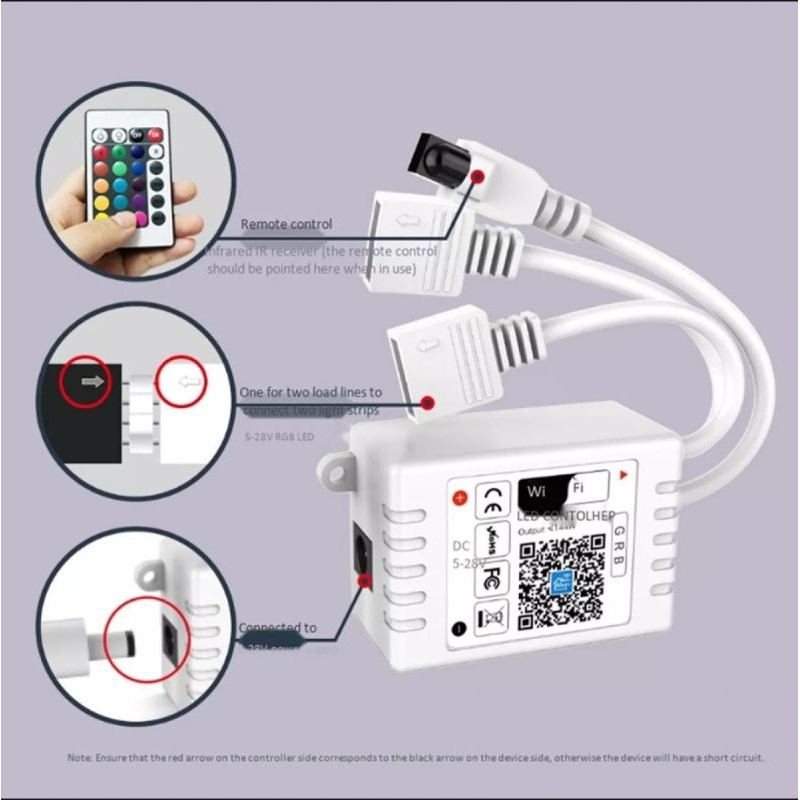 Điều khiển led Wifi &amp; hồng ngoại RGB 4 chân, làm việc với Google Home &amp; Amazon Alexa