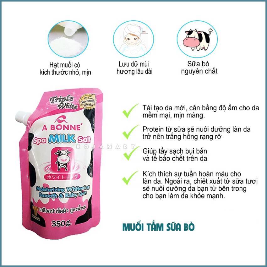 Muối tắm sữa bò tẩy tế bào chết A Bonne Spa Milk Salt Thái Lan 350gr DANA