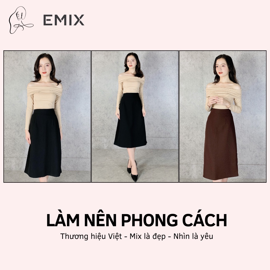 Chân váy công sở mã 809 EMIX (2 màu), dáng dài, midi, cạp cao, khóa sau, vải tuytxi, mềm mịn, đứng dáng