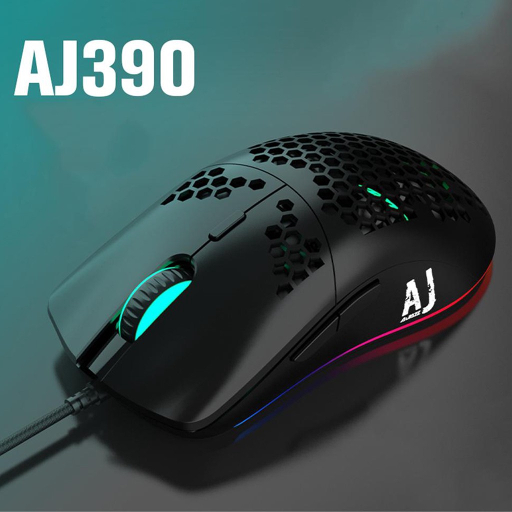 Chuột Gaming Ajazz Aj390 Quang Học Có Dây Hình Tổ Ong 6 Màu 16000dpi 6 Bước