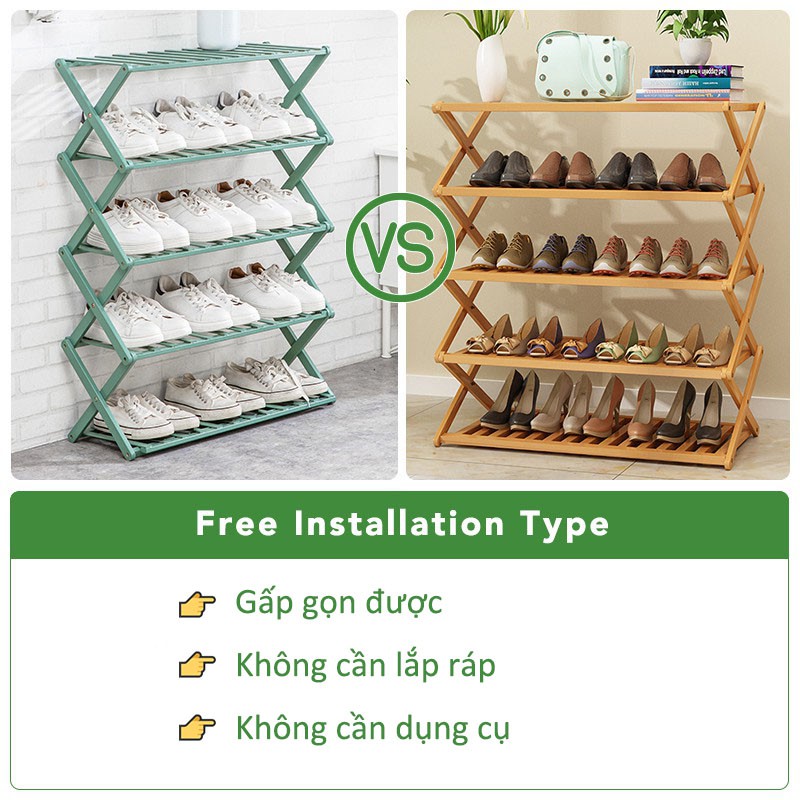 【sản phẩm mới】 Kệ để giày dép bằng gỗ, dép nhiều tầng giá giày gấp xếp gọn nhẹ