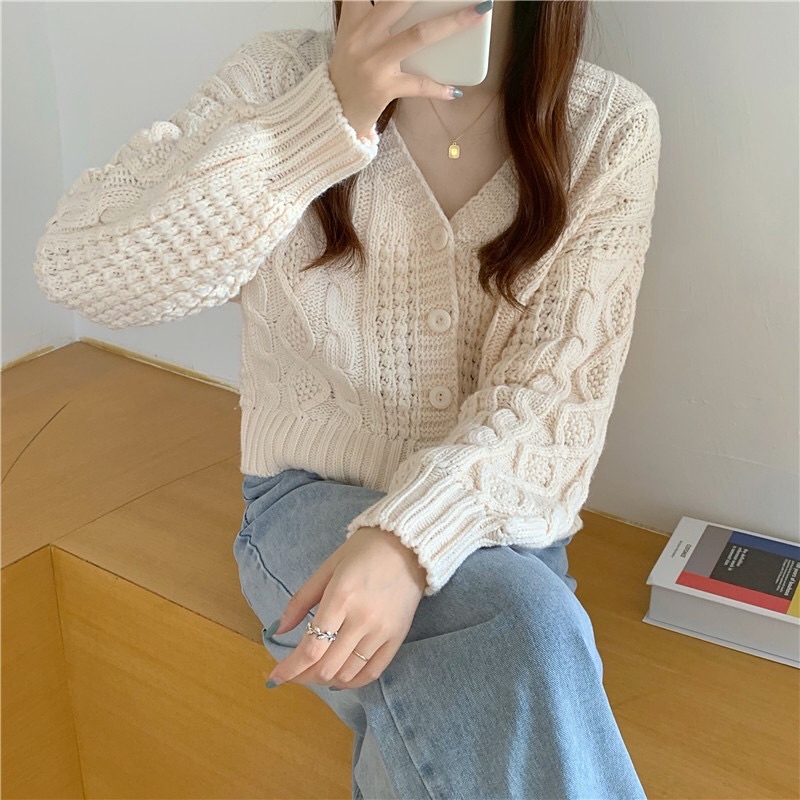 Áo cardigan len thừng chất dày dặn freesize korea (HÌNH THẬT SHOP CHỤP)