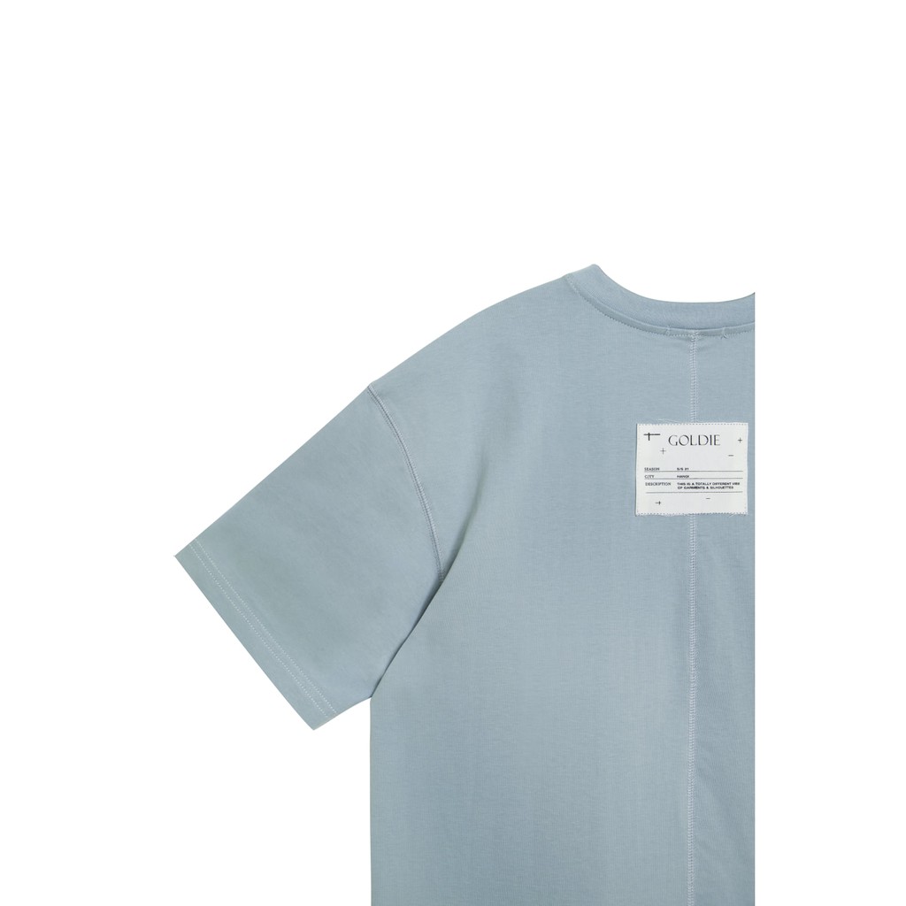 [Mã INCU50 giảm 50K đơn 250K] Áo thun 'GOLDIE VIBE' 100% cotton 2 chiều màu xanh bạc hà | BigBuy360 - bigbuy360.vn