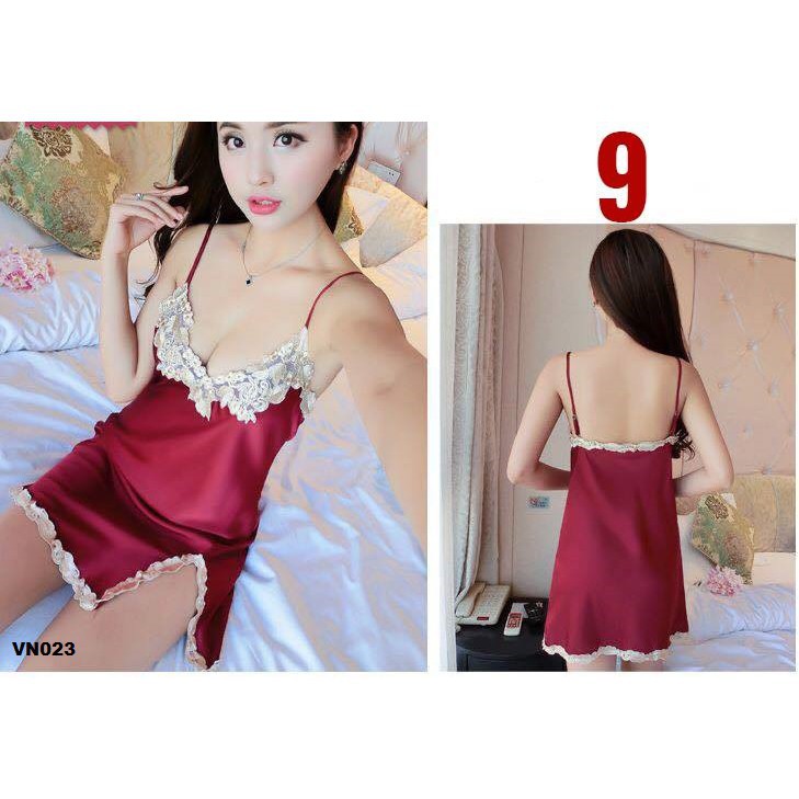 Váy ngủ lụa cao cấp thêu ren ngực | BigBuy360 - bigbuy360.vn
