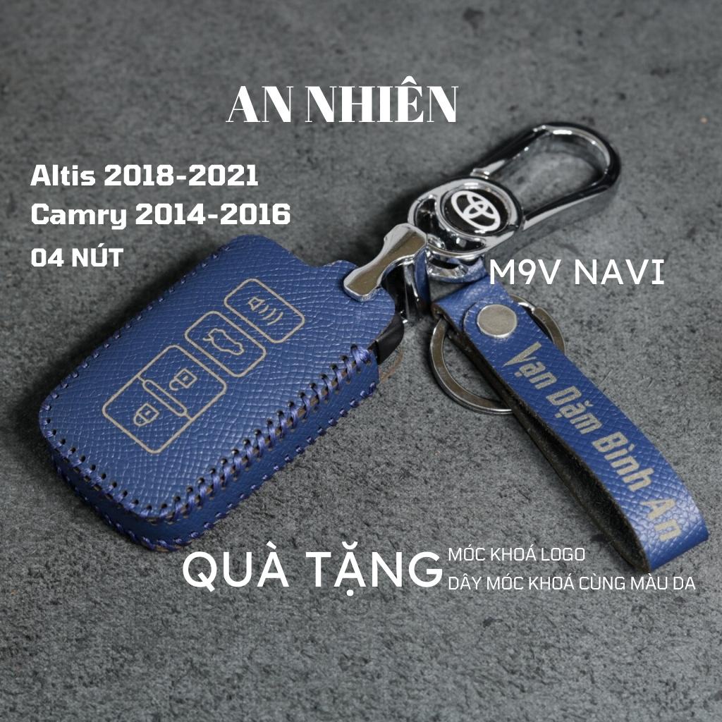 Bao da bọc ốp chìa khoá xe ô tô Toyota Altis 2018-2021, Camry 2014-2016, da bò nhiều màu khâu thủ công To18