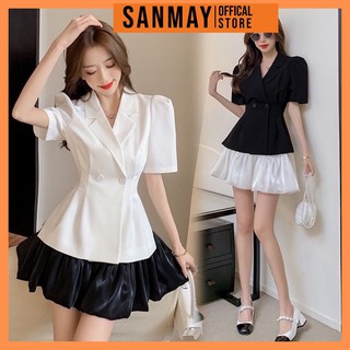 Set Vest Nữ Blazer SANMAY Bộ Đầm Vest Công Sở thiết kế Hàn Quốc Đẹp kèm Chân Váy, Đi Dự Tiệc Cưới AO016