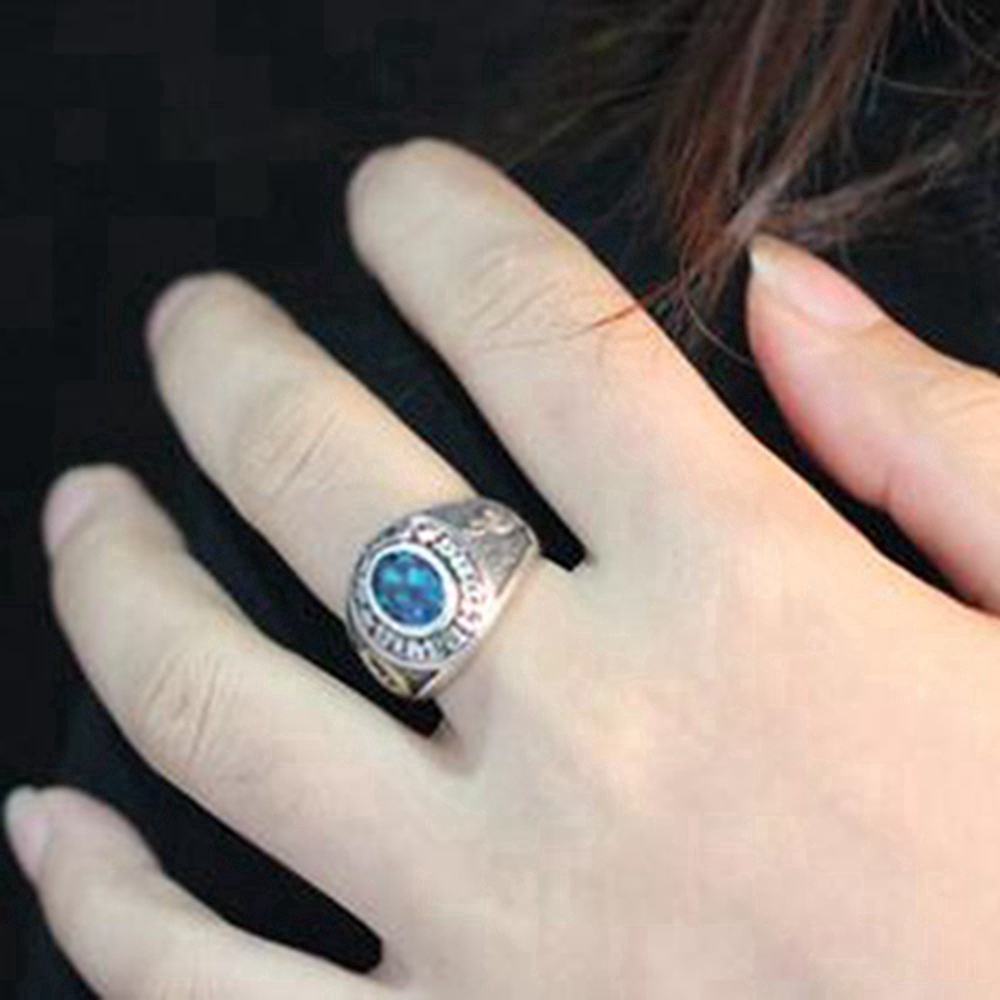 Busana Pria Yang Indah Berlapis Emas Perhiasan Bulan Kucing Safir Punk Cincin