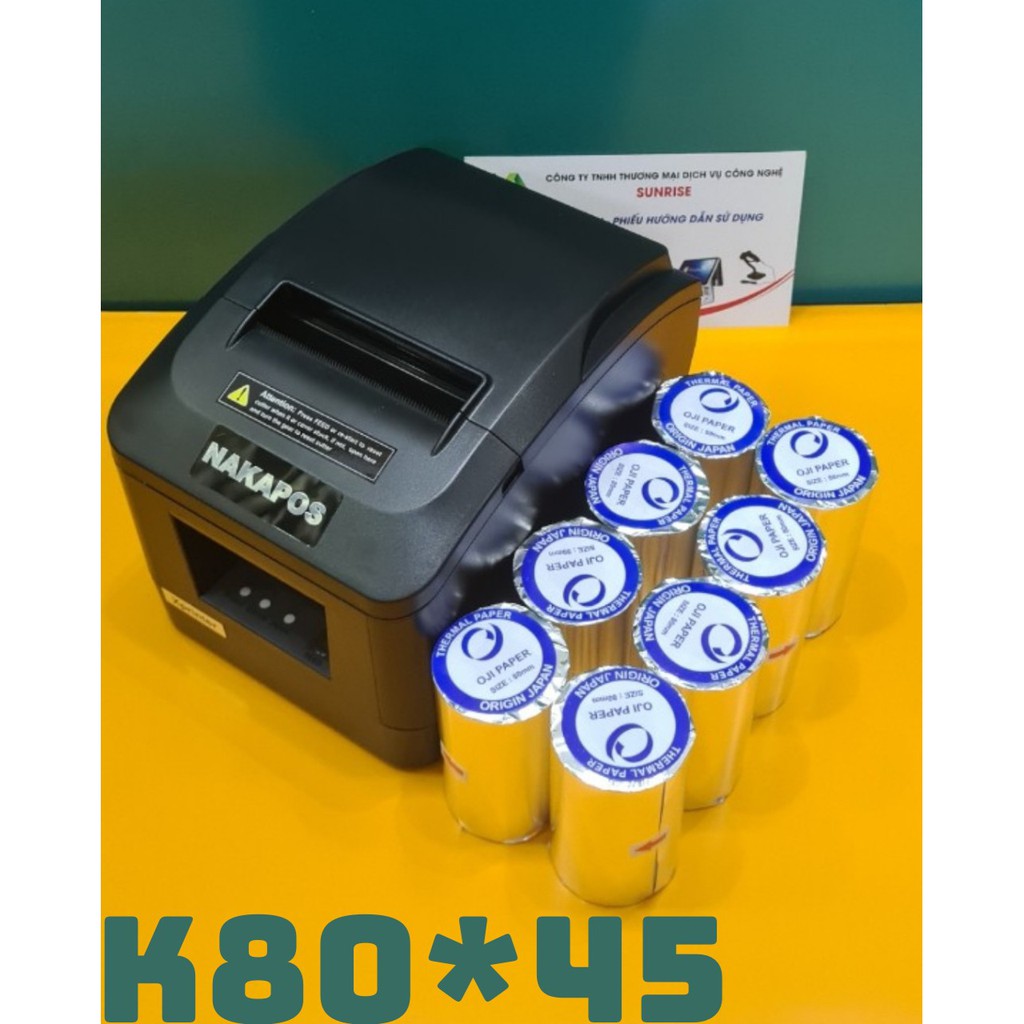 GIẤY IN BILL K80  giấy in nhiệt K80*45 giấy hóa đơn NAKAPOS K80 x 45 giấy in máy tính tiền K80x45 mm