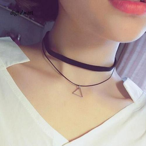 Choker thiết kế hai lớp đính mặt tam giác cá tính cho nữ