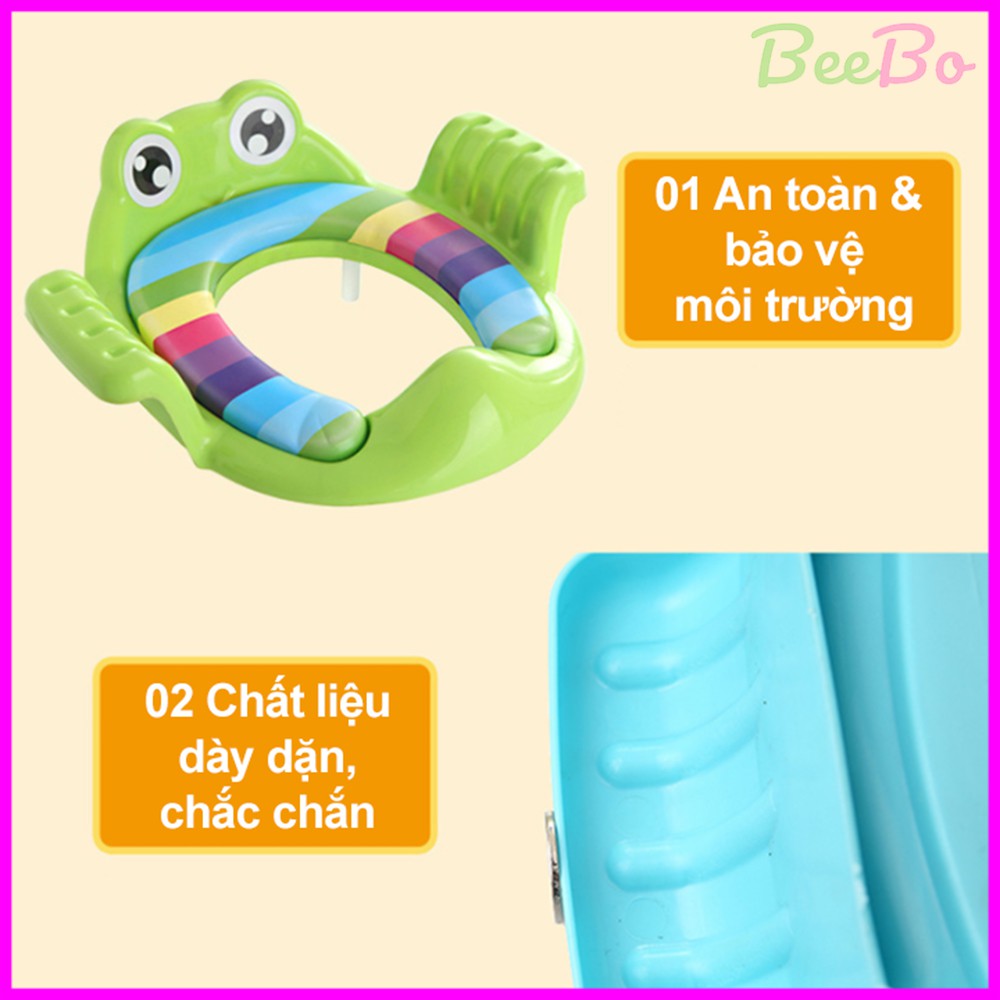 Bệ thu nhỏ bồn cầu cho bé có tay vịn kèm tấm mút êm ái an toàn, bệ lót bồn cầu tự đi vệ sinh cho bé từ 1 đến 7 tuổi