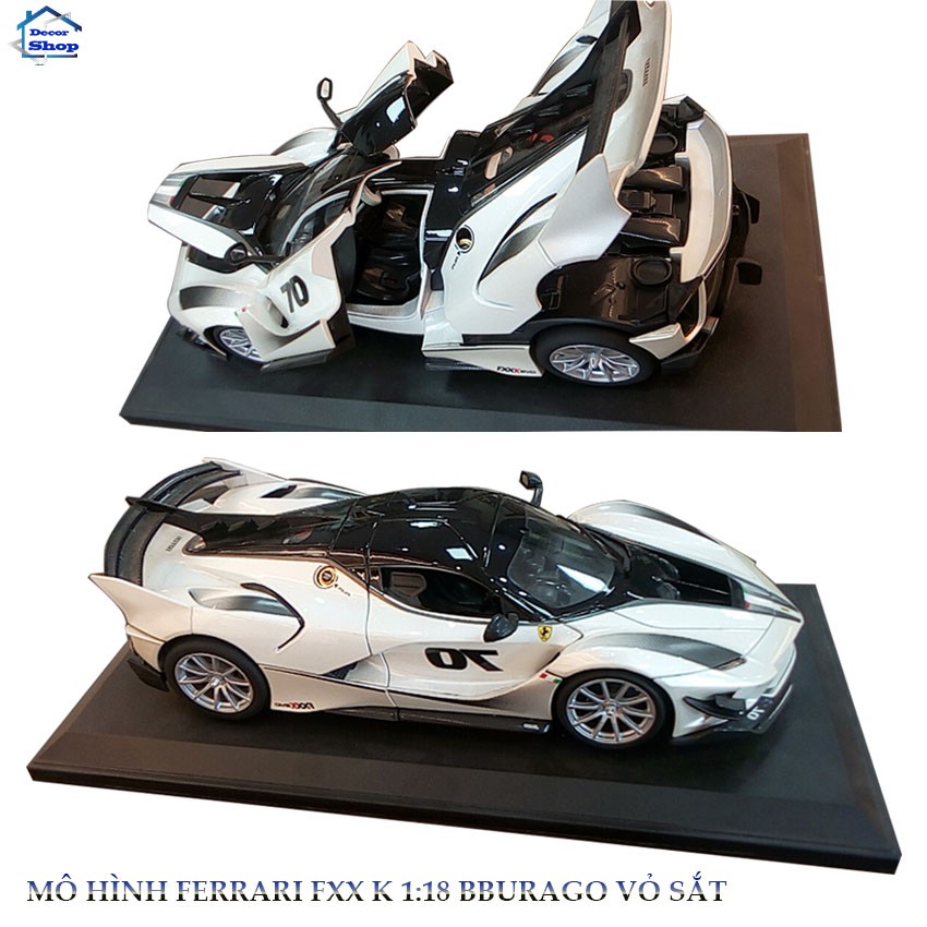 Mô hình xe oto FERRARI FXXK EVO 1:18 BBURAGO vỏ sắt có nắp đóng mở được - Đồ chơi mô hình đẹp trang trí & quà tặng