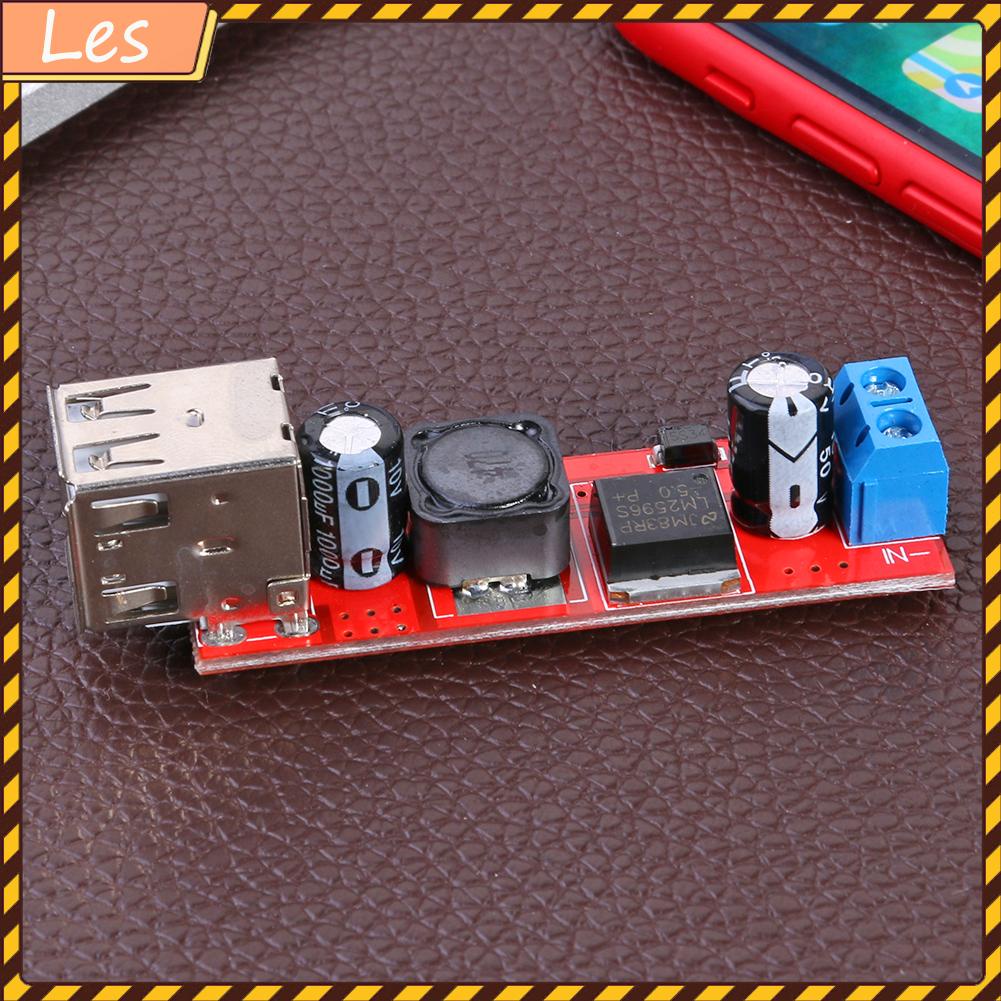 Mô đun hạ áp hai cổng USB 9V/12V/24V/36V sang 5VDC-DC 3A cho xe hơi