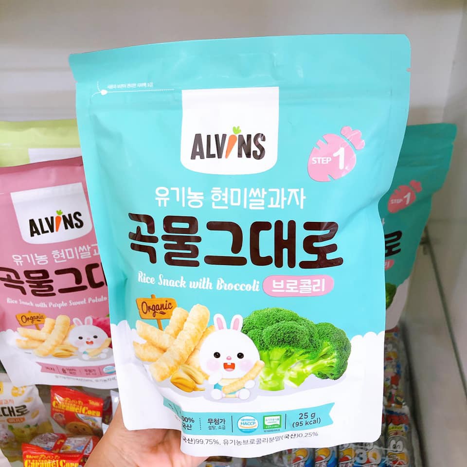 Alvins - Bánh ăn dặm gạo lứt hữu cơ hình que cho bé 6m+ túi zip 25g