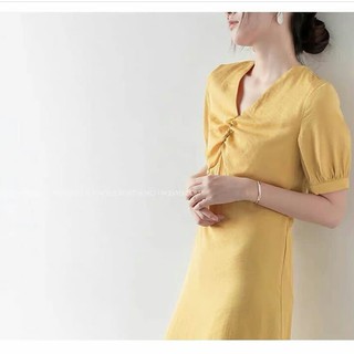 (Có sẵn+hình thật) Đầm maxi vàng đũi chất đẹp