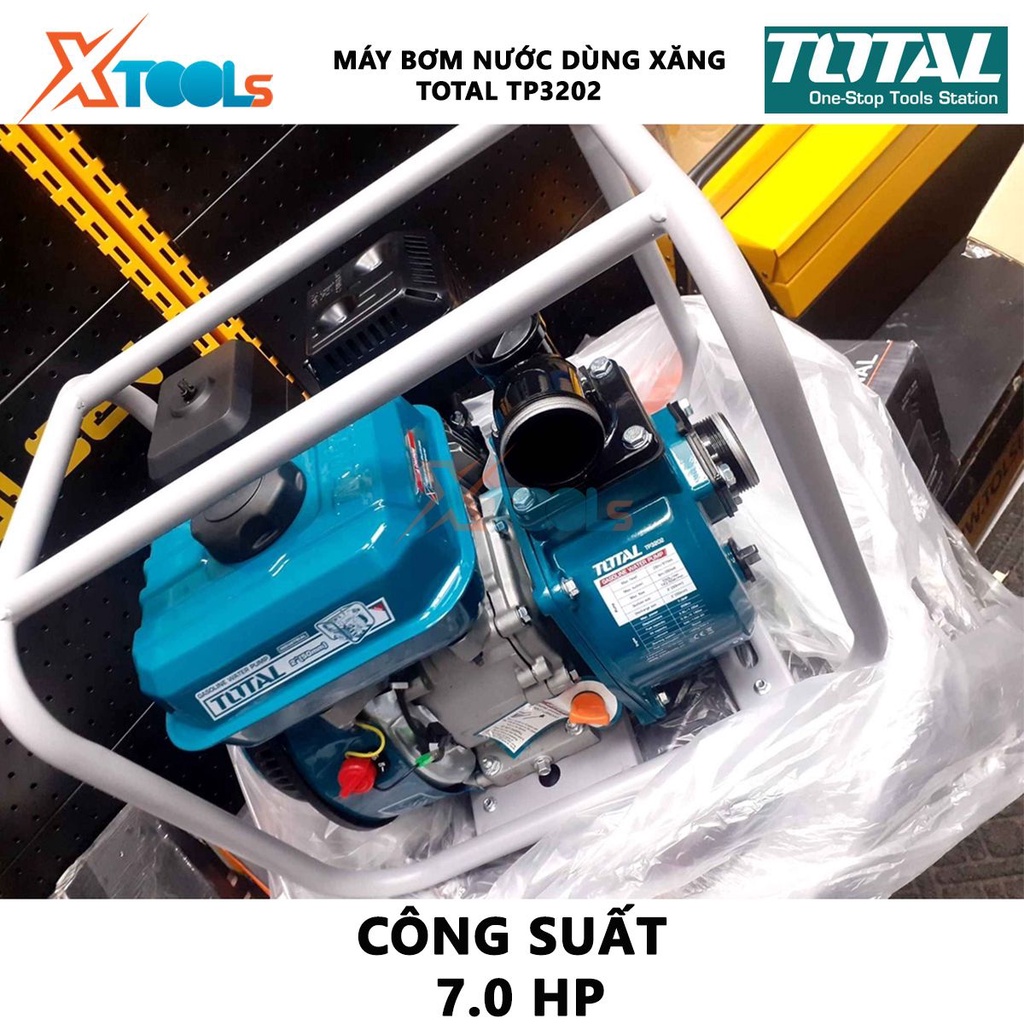 Máy bơm nước dùng xăng TOTAL Máy bơm nước mini chạy xăng Công suất 7.0HP - 9.0HP Dung tích xi lanh 208cc - 270cc[XTOOLs]