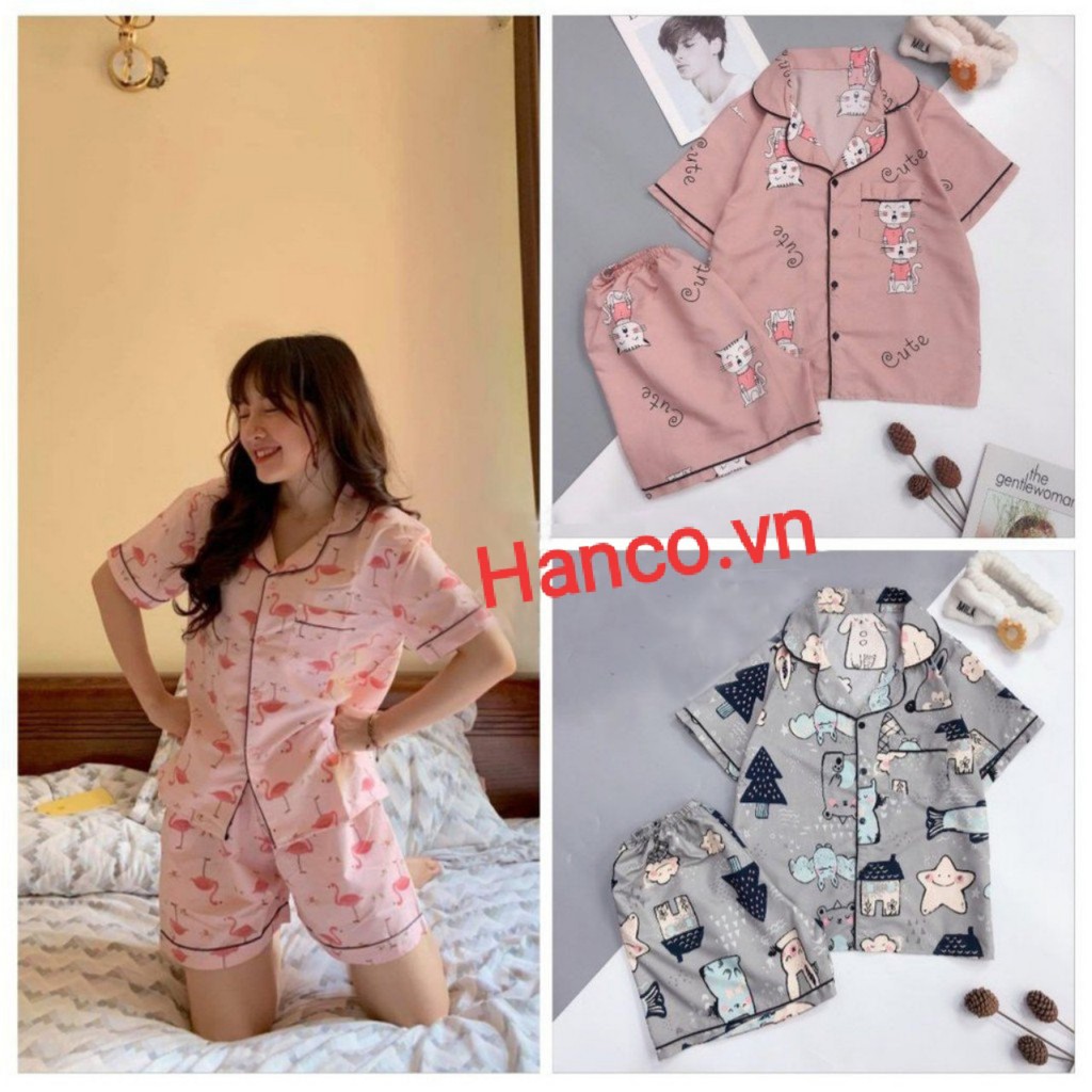 Bộ ngủ pijama cộc kate thái cao cấp l1 bộ mặc nhà mềm mại thoải mái dễ thương giá rẻ H23