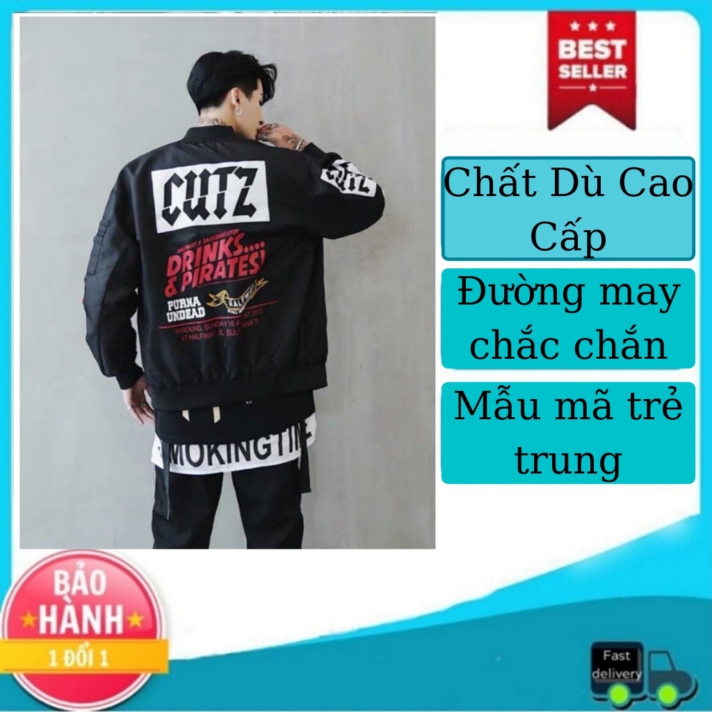 Áo khoác nam tenji ak02tj ao khoác dù CUTZ họa tiết cá tính trẻ trung năng động tenji store 2 (44 - 74kg)