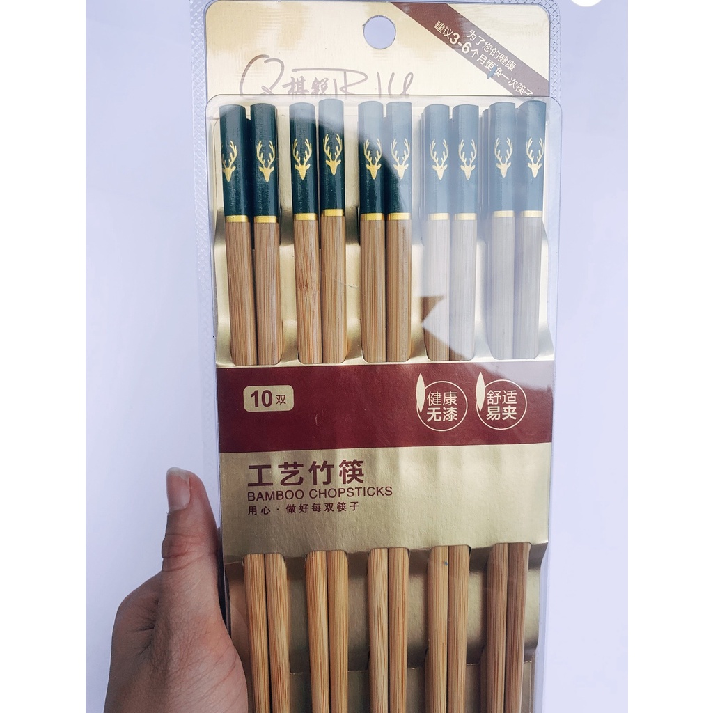 Set 10 Đôi Đũa Tre Ăn Cơm, Chất Liệu Tự Nhiên, An Toàn Cho Sức Khỏe