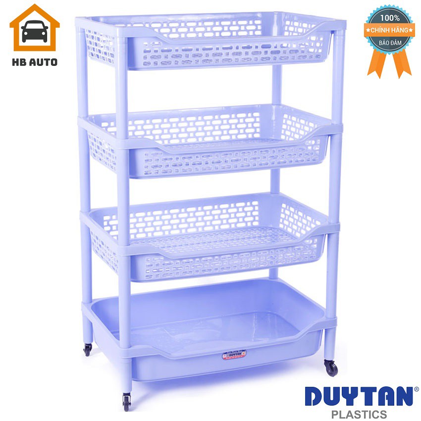 Kệ Nhựa Cao Cấp Lớn 4 Ngăn – Có Bánh Xe Duy Tân (63.5 x 40 x 105 cm)