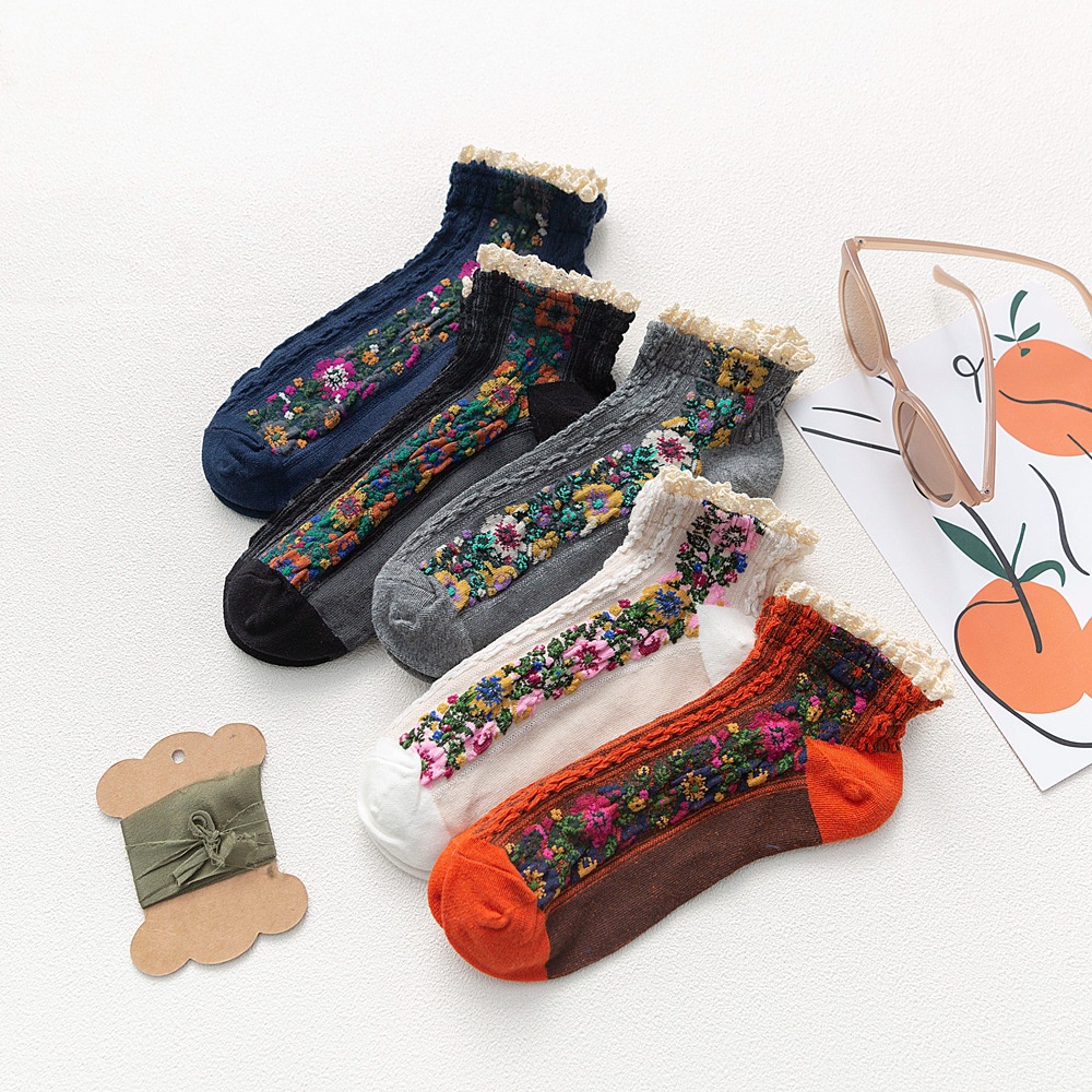 Vớ WAFNHA D404 phối ren phong cách dân tộc thời trang cho nữ