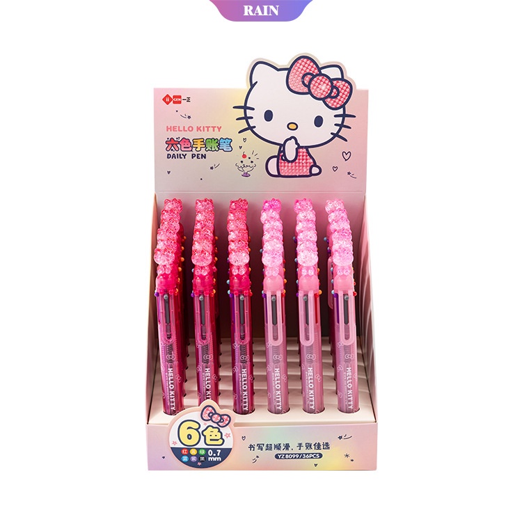 Bút Bi 6 Màu Họa Tiết Hoạt Hình Sanrio Hello Kitty Dễ Thương Cho Học Sinh / Văn Phòng