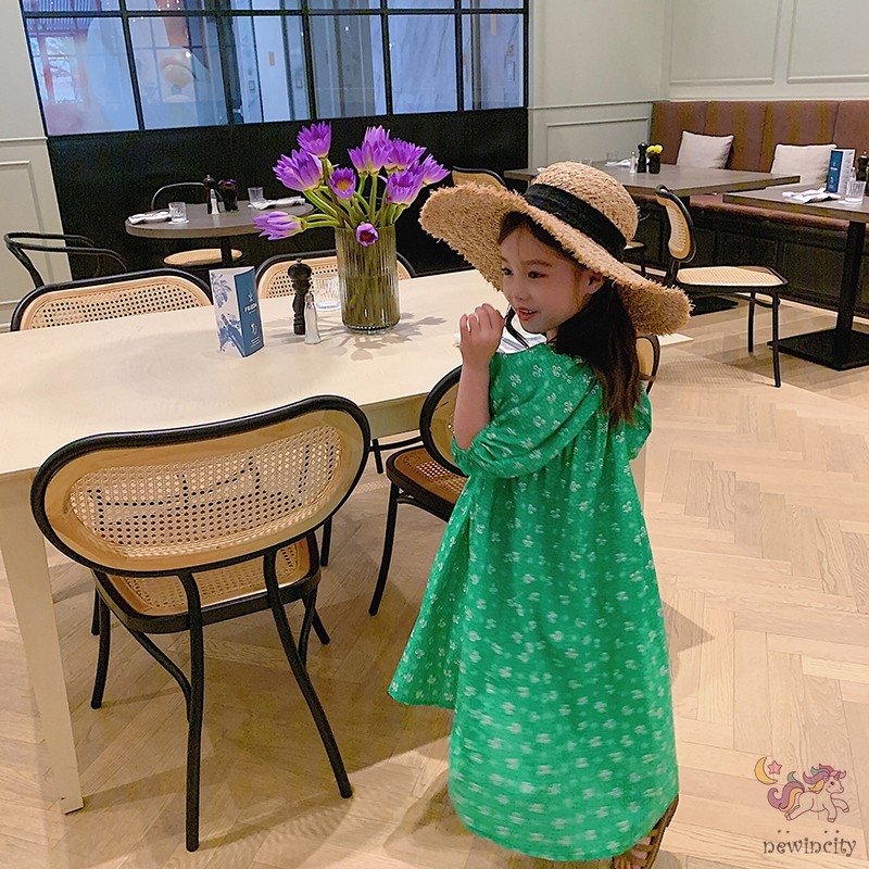 Đầm bé gái tay phồng in hoa đáng yêu