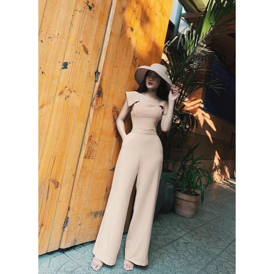 Đầm dự tiệc Jumpsuit tay con lưng thắt nơ cực dễ thương sang trọng