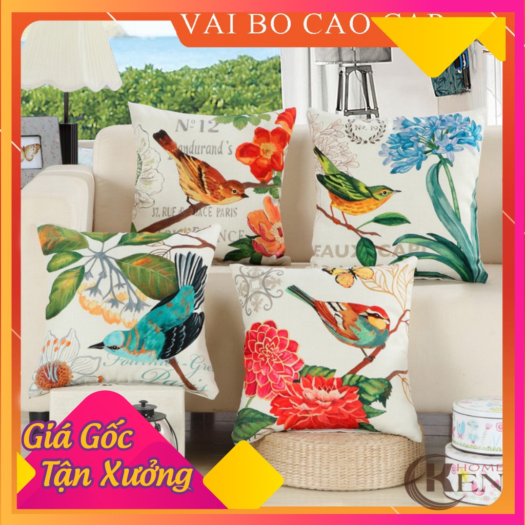 Gối Tựa Lưng | Gối Tựa Sofa, Gối Vuông Trang Trí In Hoạt Tiết Hoa Lá Hiện Đại Kích Thước 45x45cm