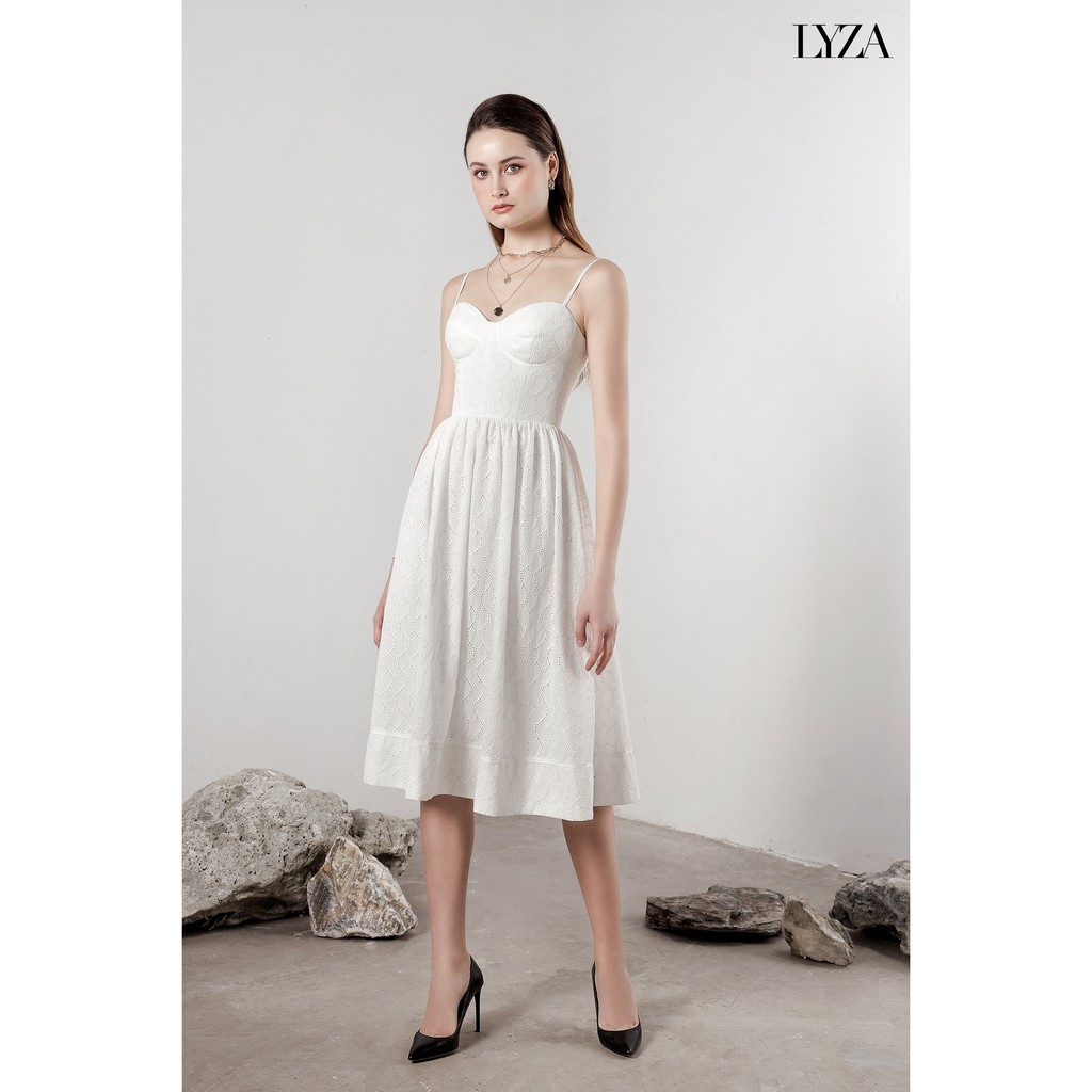 LYZA - Đầm Ren Cotton Phối Đăng Ten