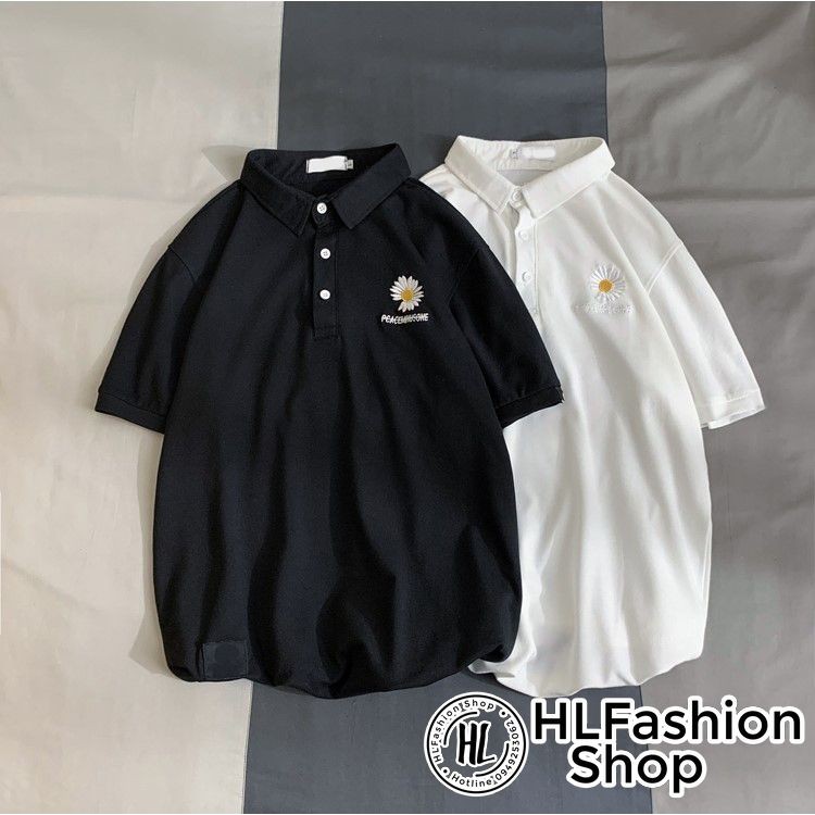 Áo thun tay lỡ unisex T-shirt cổ trụ thêu Hoa cúc Peaceminisone - form rộng freesize | BigBuy360 - bigbuy360.vn