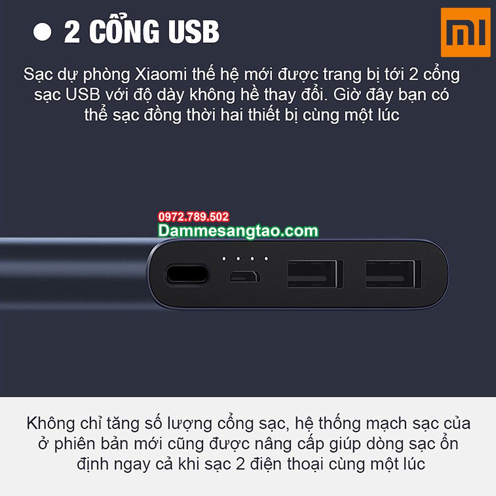 KPGR Sạc dự phòng xiaomi 2S 10000mAh (Gen 2 - Sạc nhanh QC3.0)