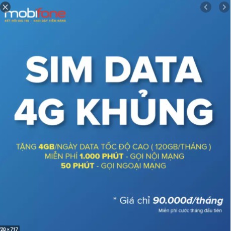 Sim Số Đẹp 4G MobiFone 120 GB/tháng - Sim 4G MobiFone gói cước C120 (4 GB/ngày) - List 2