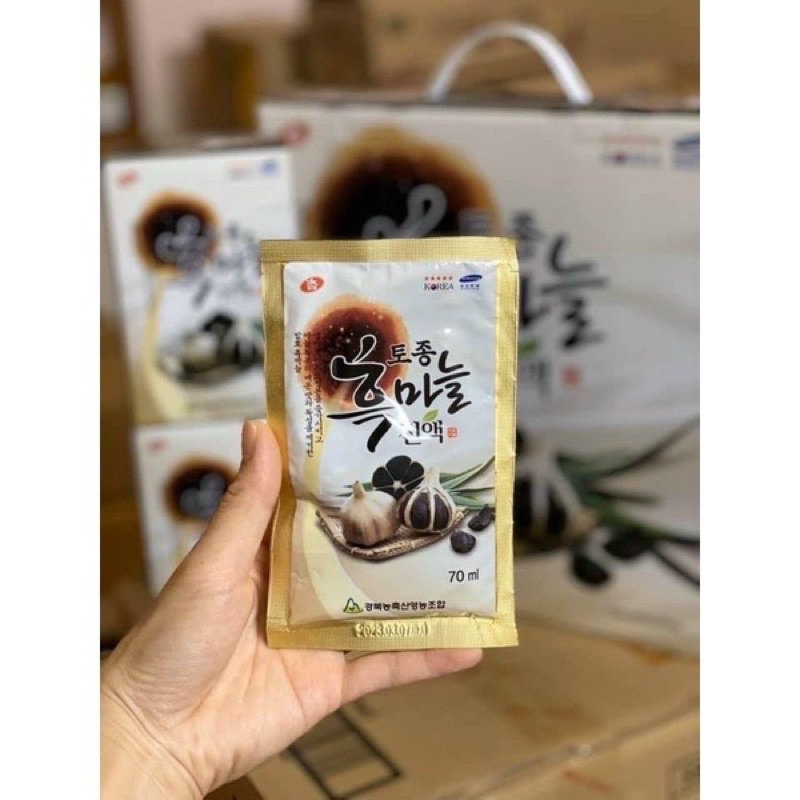 Nước Tinh Chất Tỏi Đen Hàn Quốc Cham Korean Traditional Black Garlic Hộp 30 Gói x 70ml, Tăng cường hệ miễn dịch