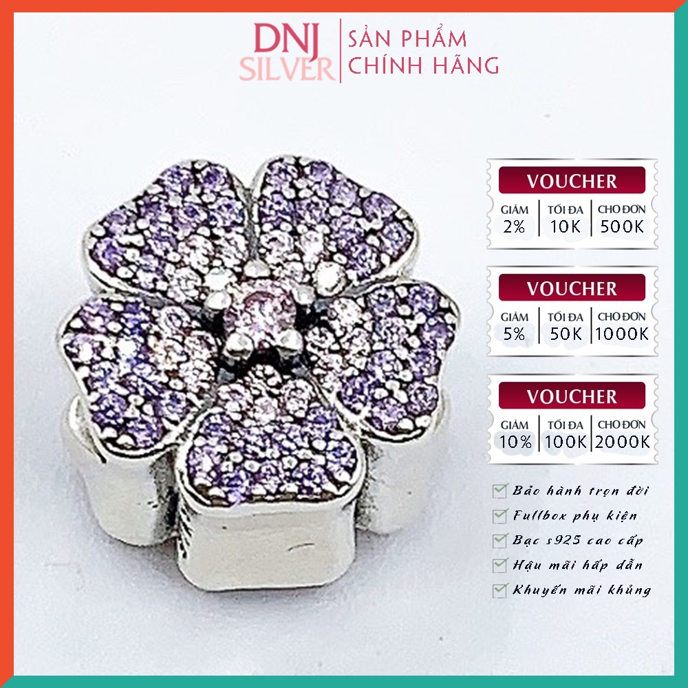 [Hàng cao cấp] Vòng tay bạc 925 cao cấp - Vòng tay charm bạc tông màu tím mang ý nghĩa tình yêu thủy chung  - DNB021