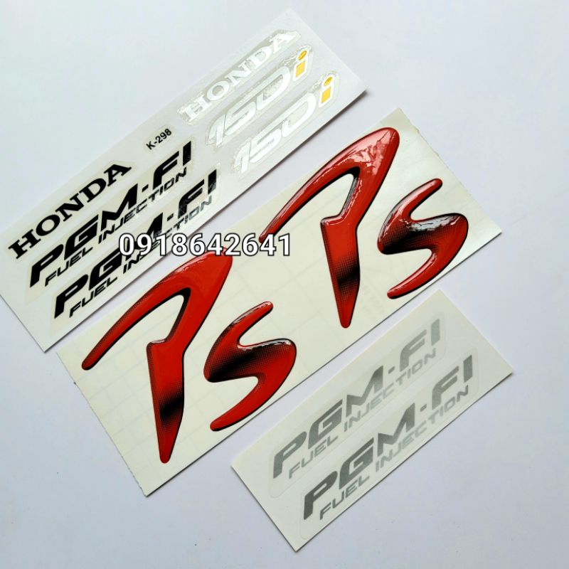 Bộ tem chữ Honda Ps như zin - Màu đỏ