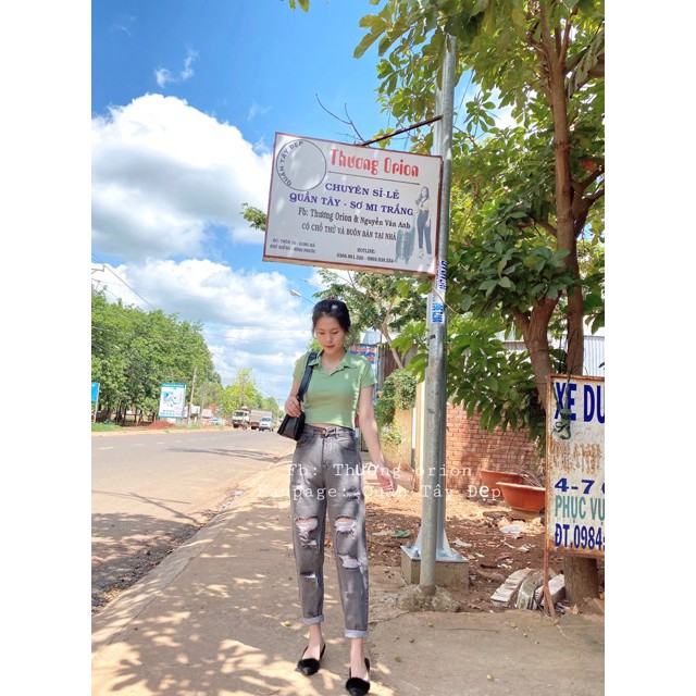 QUẦN JEANS BAGGY CẠP CAO Jean đai cao mã 4079 BAGGY XÁM