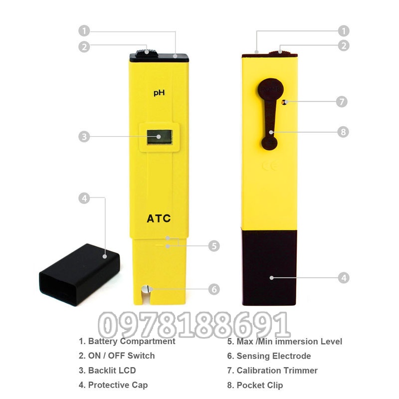Bút Đo Nồng Độ PH, Đo Dung Dịch Trồng Rau, Nước Sạch, Nước Bể Cá
