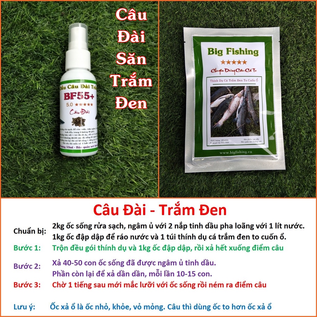 Tinh Dầu Câu Đài Trắm Đen BF55+. Chai 50ml Câu Được 4-5 Ổ. Mồi câu cá trắm đen, thính câu cá trắm đen, cách câu cá trắm