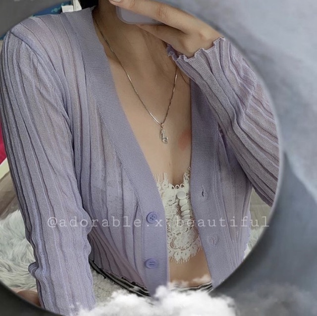 Bralette Sang Chảnh,  [AdorablexBeautiful] Áo Bra Ren Trắng Hàng Nút Sexy Ảnh Thật, Cardigan Áo Khoác Mỏng Nhẹ Co Giãn