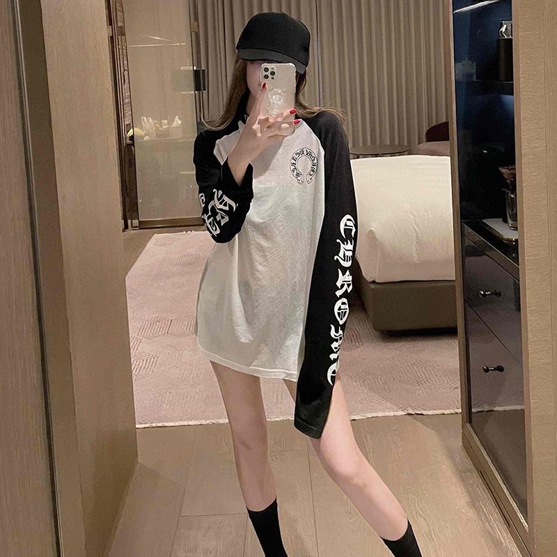 Áo thun dài tay thu đông Chrome Hearts có chữ ở cổ