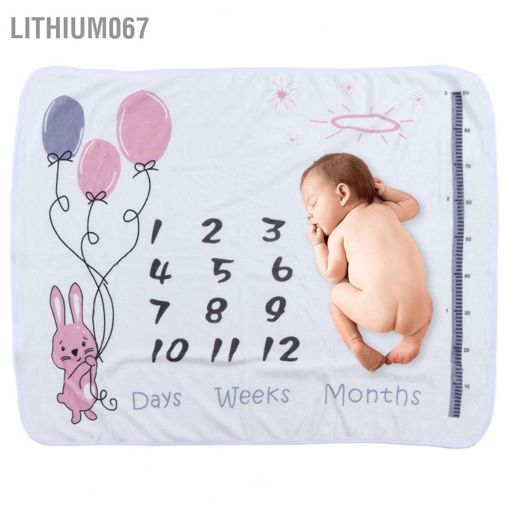 Lithium067 Tháng trẻ sơ sinh Chăn Thân thiện với làn da Mẫu dễ thương Chụp ảnh Dự bị Sơ cột mốc cho Bé trai gái Ngủ