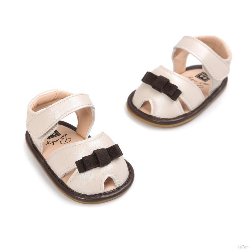 Giày sandal da PU đính nơ xinh xắn cho bé gái