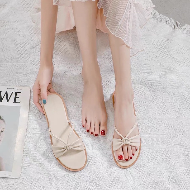 Dép Quai Ngang Nơ Thời Trang Nhẹ Nhàng Xinh Xinh