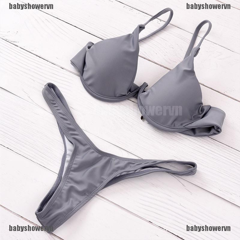 Bộ bikini áo có gọng độc đáo phối quần lót lọt khe thời trang gợi cảm cho nữ