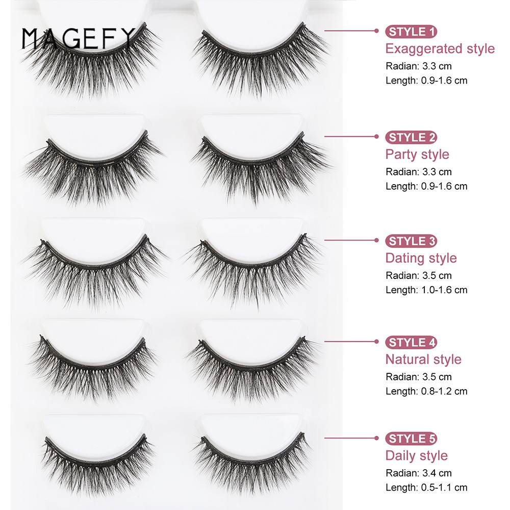 MAGEFY Bộ lông mi giả từ tính Bộ 5 cặp lông mi giả từ tính kèm bút kẻ mắt nước chuyên nghiệp cái nhíp cao cấp  Bộ lông mi giả từ tính kèm bút kẻ mắt