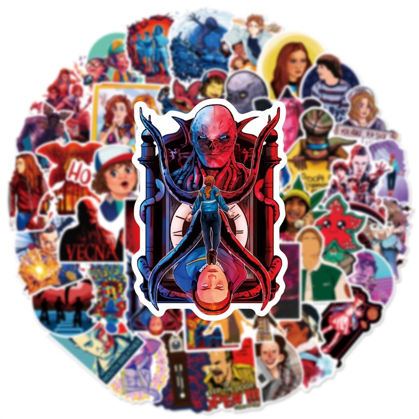 ❉ Phim Stranger Things Series 10 Hình Dán ❉ Bộ 50 Sticker Chống Thấm Nước Họa Tiết Doodle Hợp Thời Trang