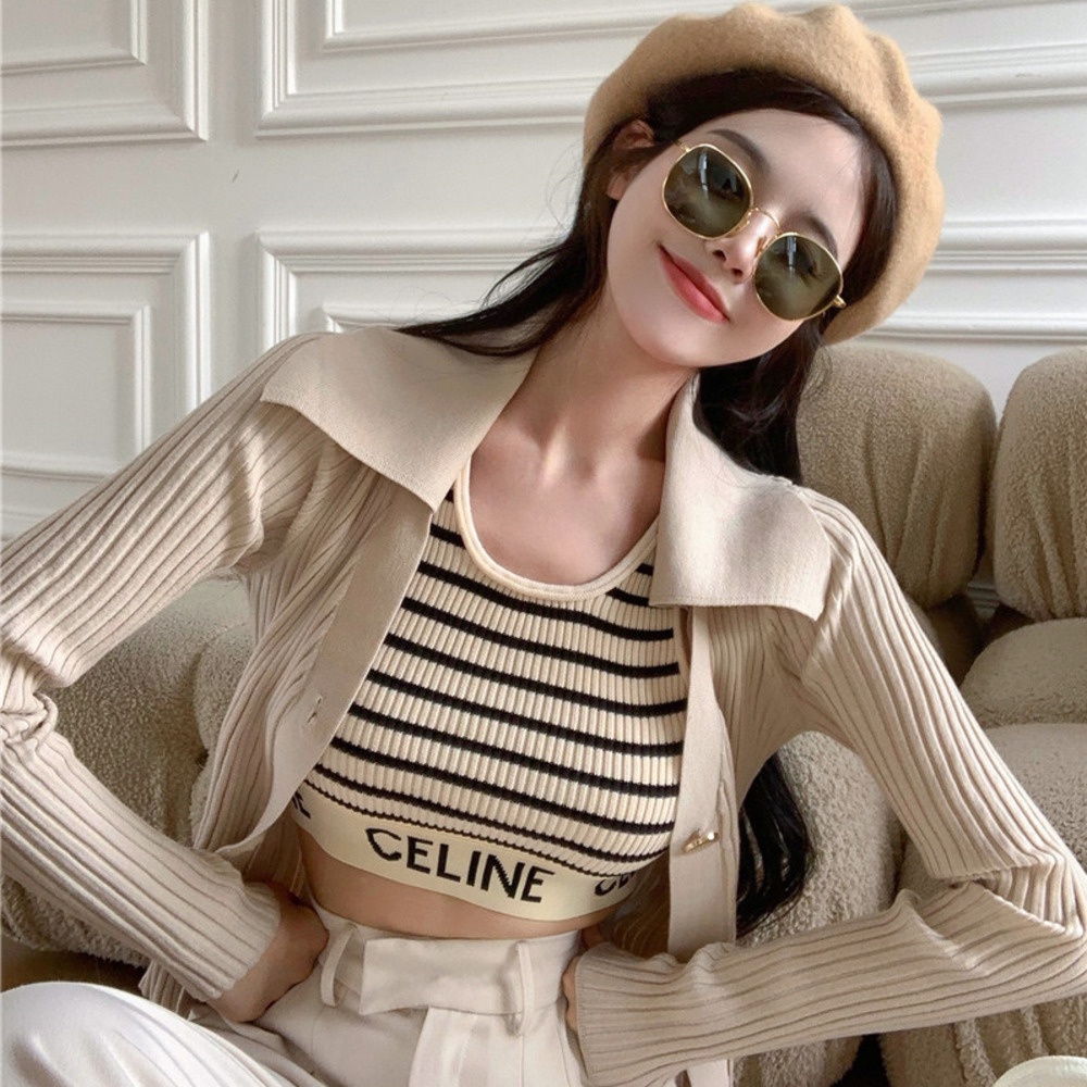 Áo khoác cardigan dệt kim mỏng tay dài thiết kế xinh xắn cho nữ