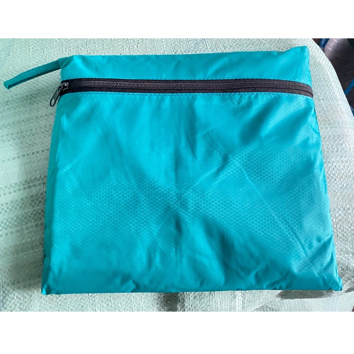 Áo mưa cánh dơi vài da cá cao cấp màu xanh ngọc có túi đựng