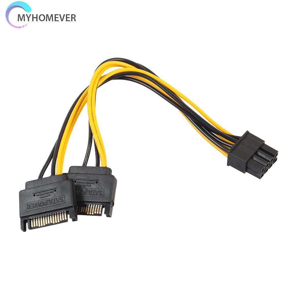 myhomever Dual 15Pin SATA Male To PCIe 8Pin(6+2) Male Video Card Power Cable